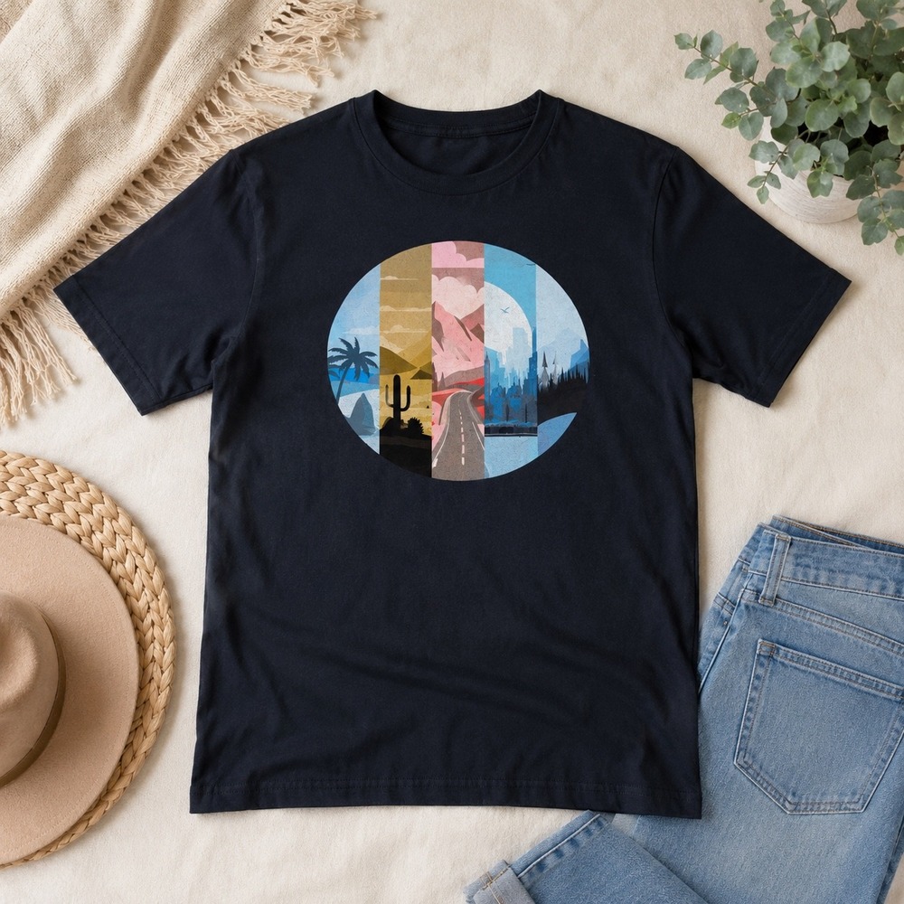 Brand USA T-Shirt Womens Small Black America The Beautiful Graphic Tee Travel